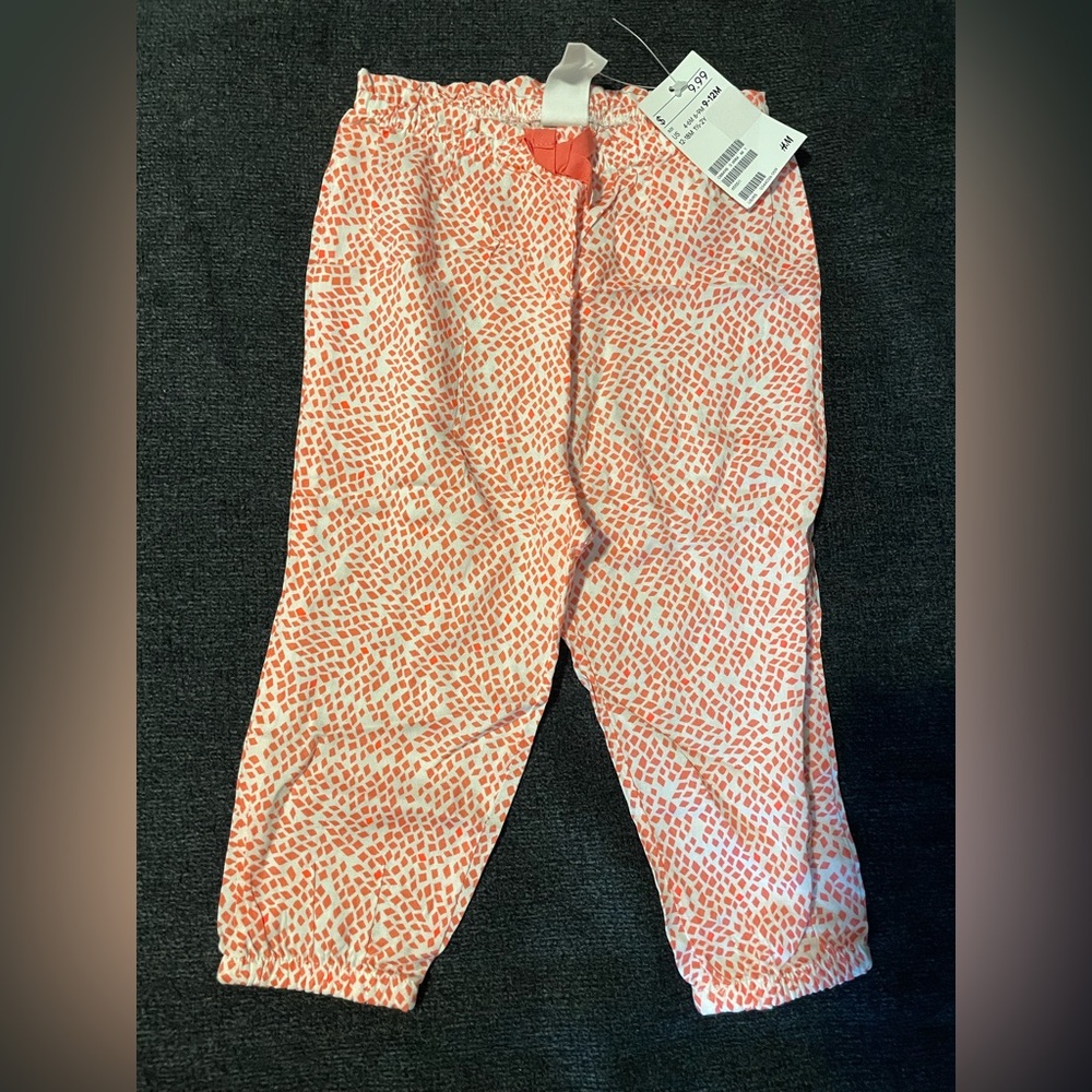 H&M Pink and White Casual Bottoms with Elastic Waistband